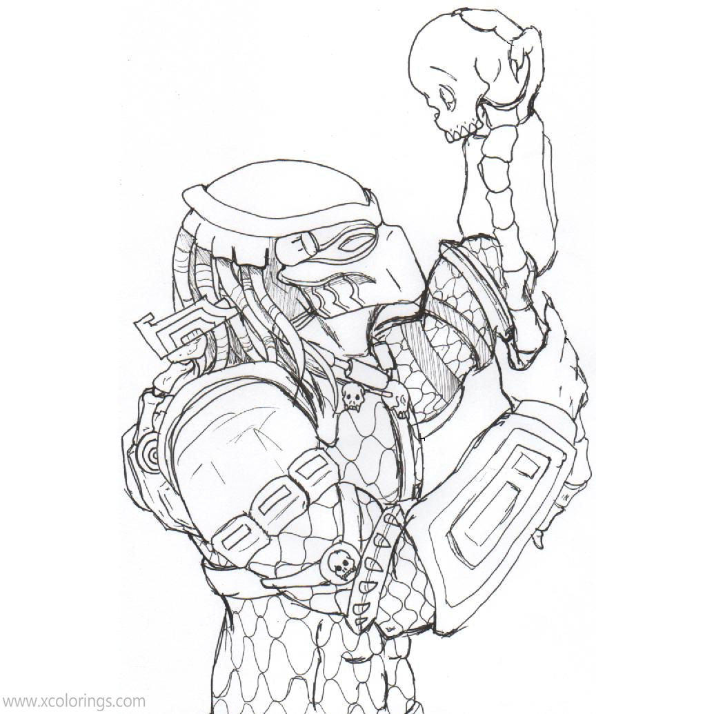 Free Predator and Skull Coloring Pages printable