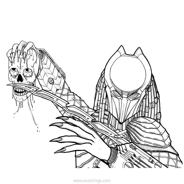 Free Predator with A Head Coloring Pages printable