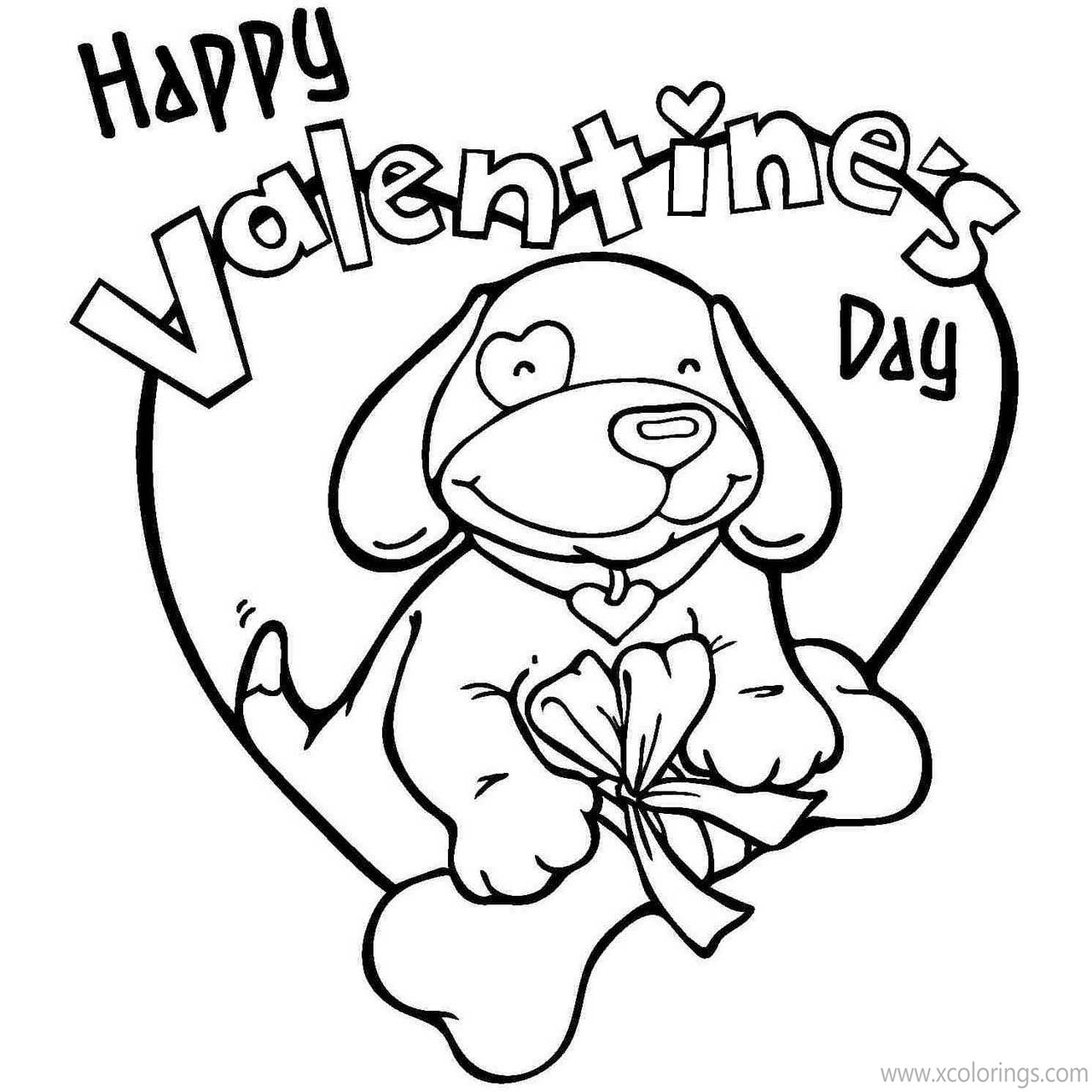Free Puppy Valentines Day Coloring Pages printable