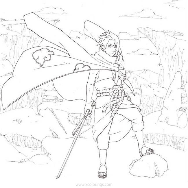 Free Sasuke Sketch Coloring Pages printable