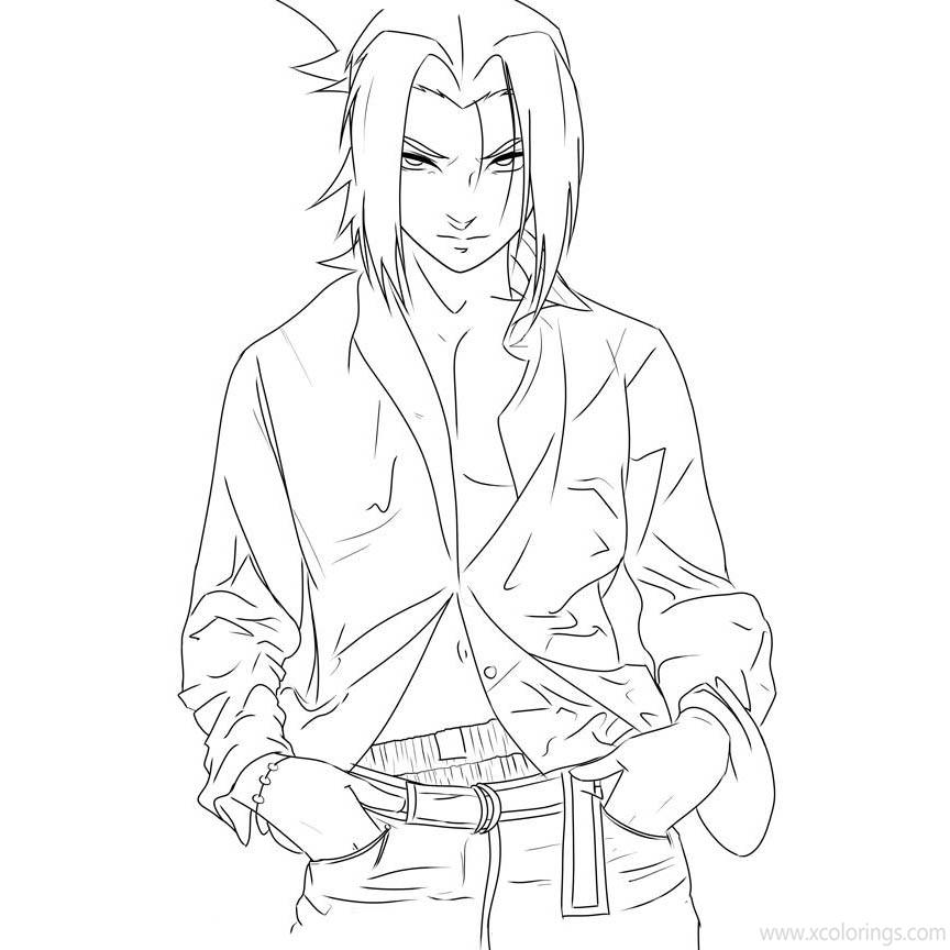 Free Sasuke in Jeans Coloring Pages printable