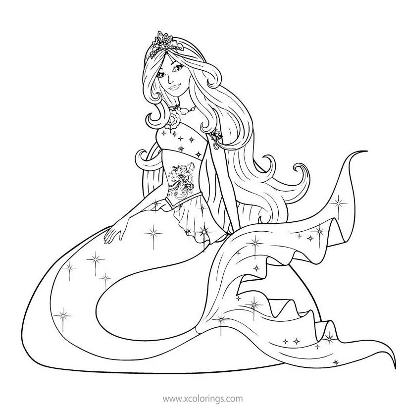 Free Shining Barbie Mermaid Coloring Pages printable