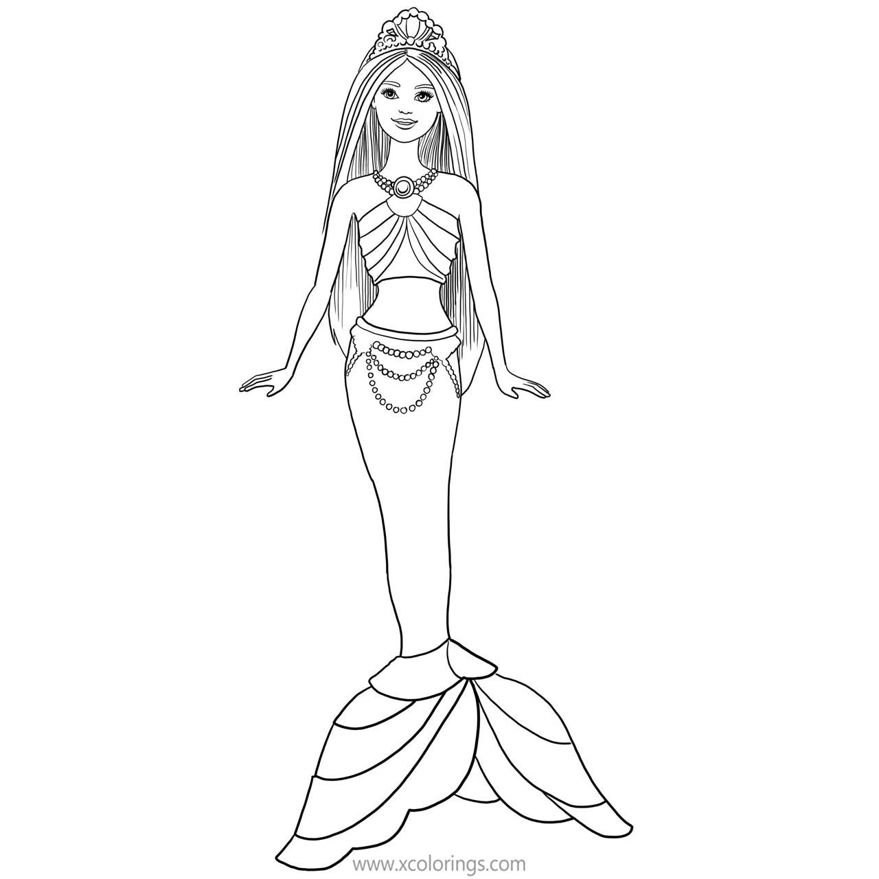 Free Simple Barbie Mermaid Coloring Pages printable