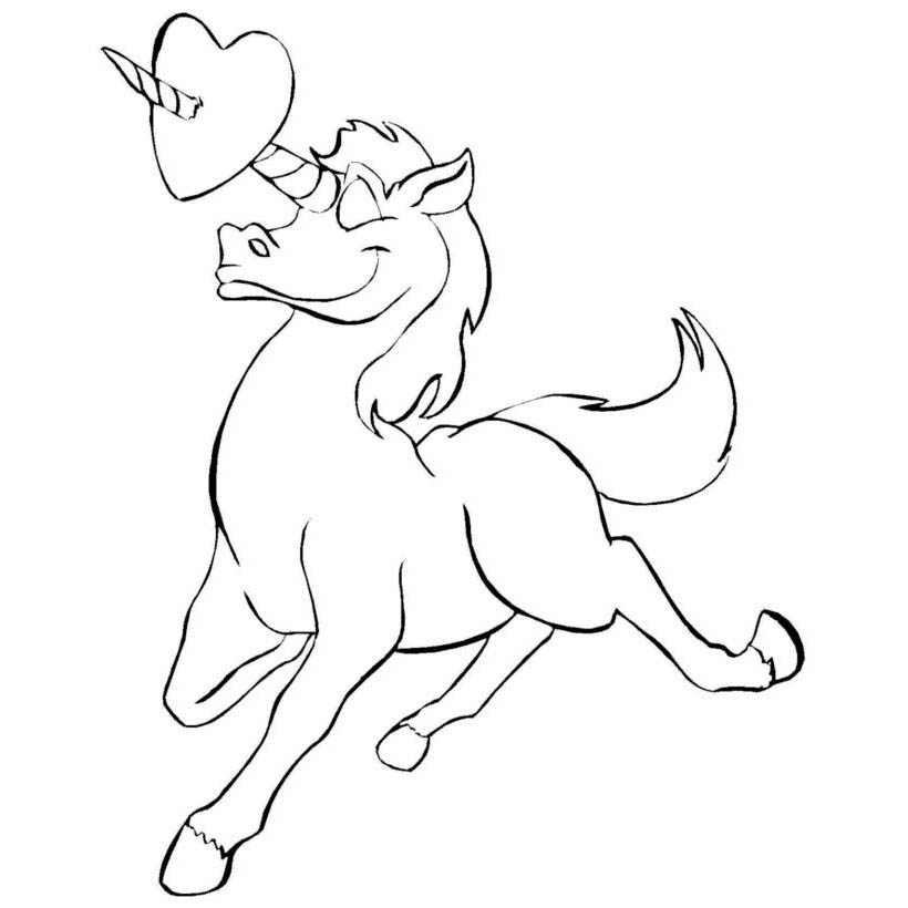 Free Unicorn Valentines Day Coloring Pages printable