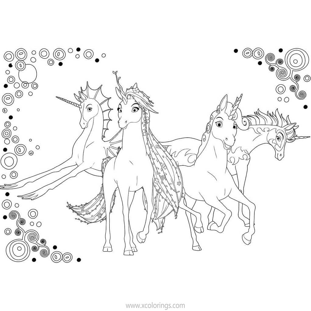 Free Unicorns from Mia and Me Coloring Sheets printable