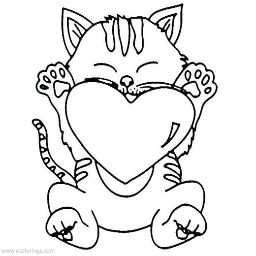 Free Valentines Cat Coloring Pages printable