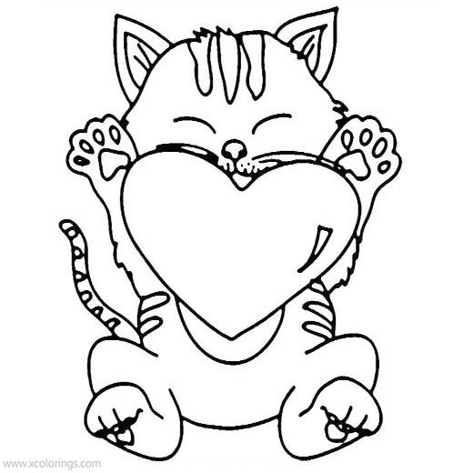 Valentines Cat Coloring Pages - XColorings.com