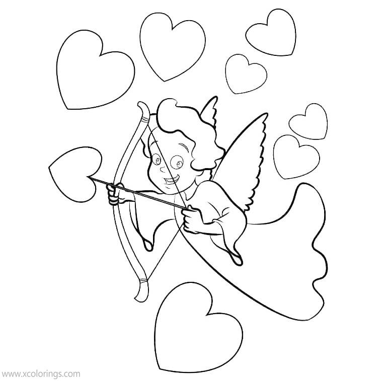 Free Valentines Cupid Heart Coloring Pages printable