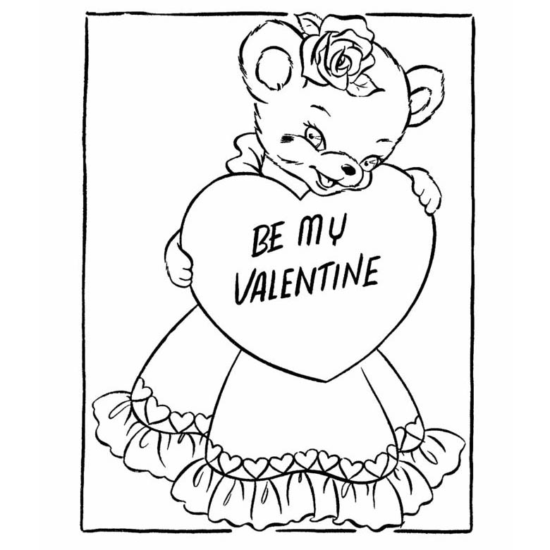 Free Valentines Day Animals Coloring Pages Be My Valentine printable