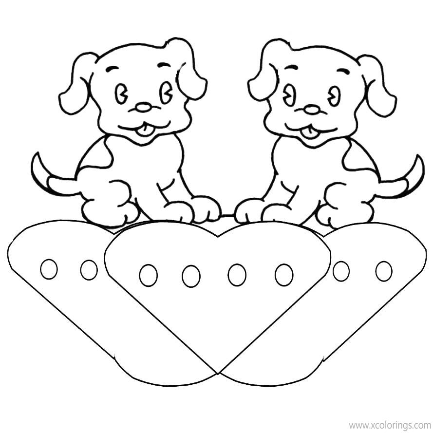 Free Valentines Day Animals Coloring Pages Puppies printable