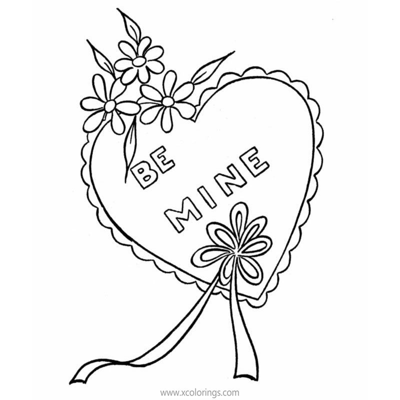 Free Valentines Day Be Mine Heart Coloring Pages printable