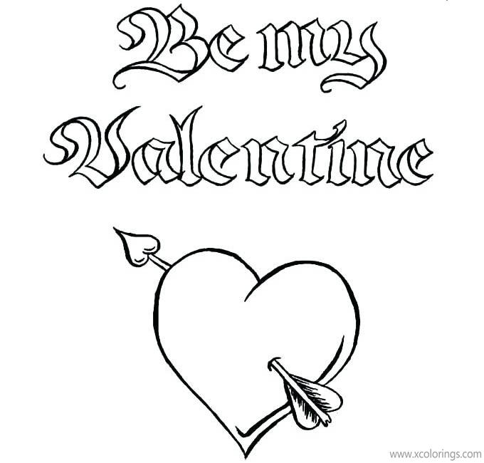 Free Valentines Day Be Mine Valentine Heart Coloring Pages printable