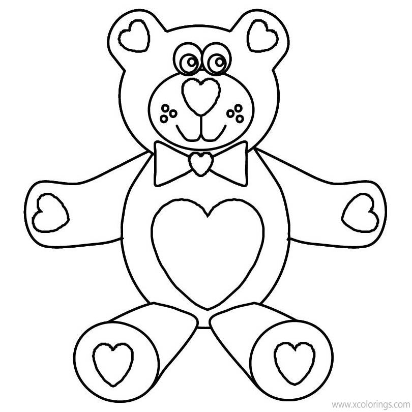 Free Valentines Day Bear with Heart Coloring Pages printable