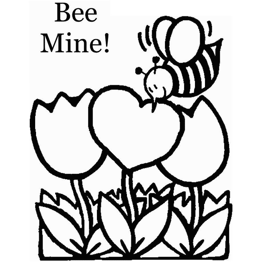 Valentines Day Bee Mine Coloring Pages - XColorings.com