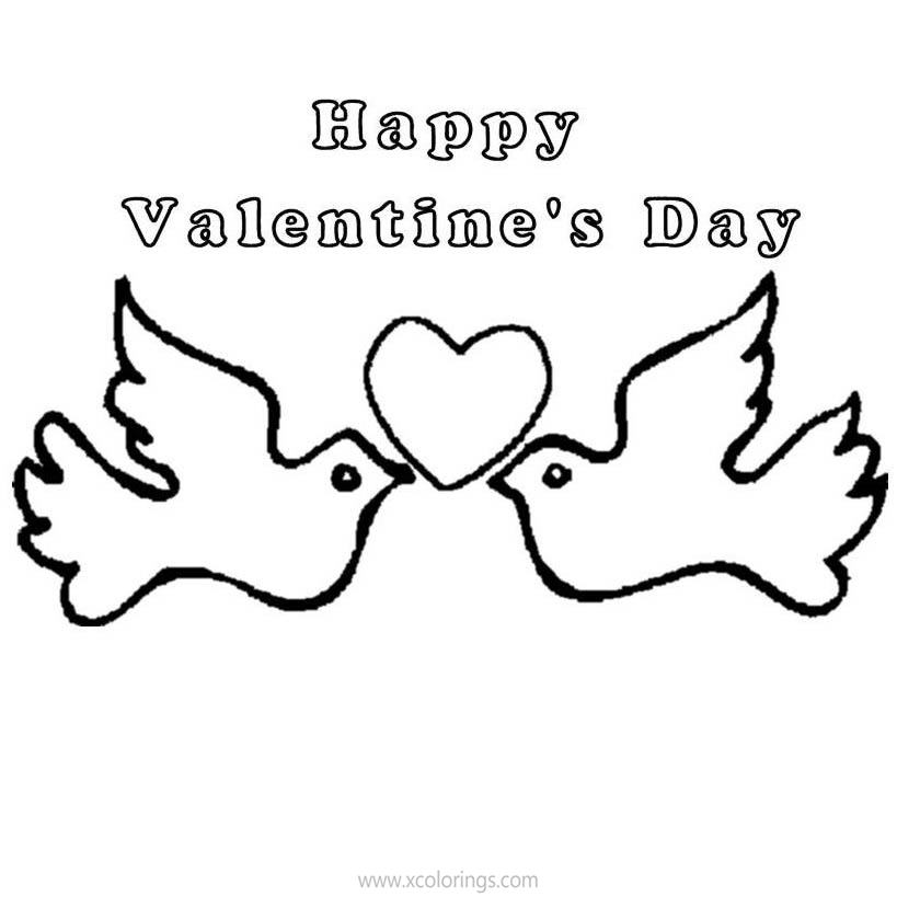 Free Valentines Day Birds and Heart Coloring Pages printable