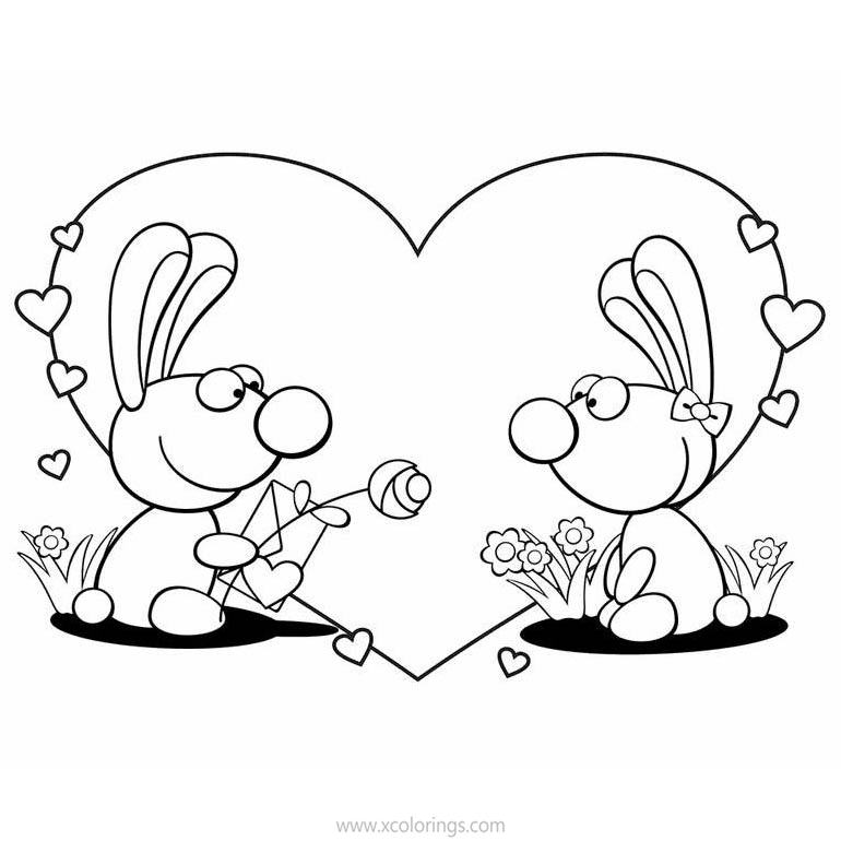 Free Valentines Day Bunnies Coloring Pages printable