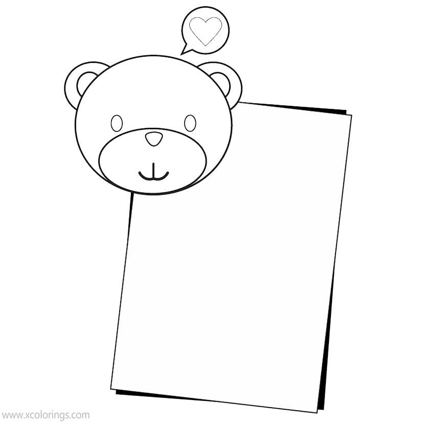 Free Valentines Day Card with Bear Coloring Pages printable