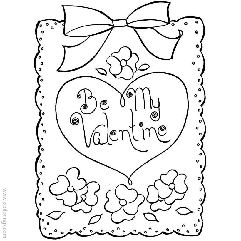 Free Valentines Day Card with Heart Coloring Pages printable