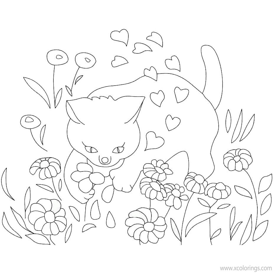 Free Valentines Day Cat Coloring Pages printable