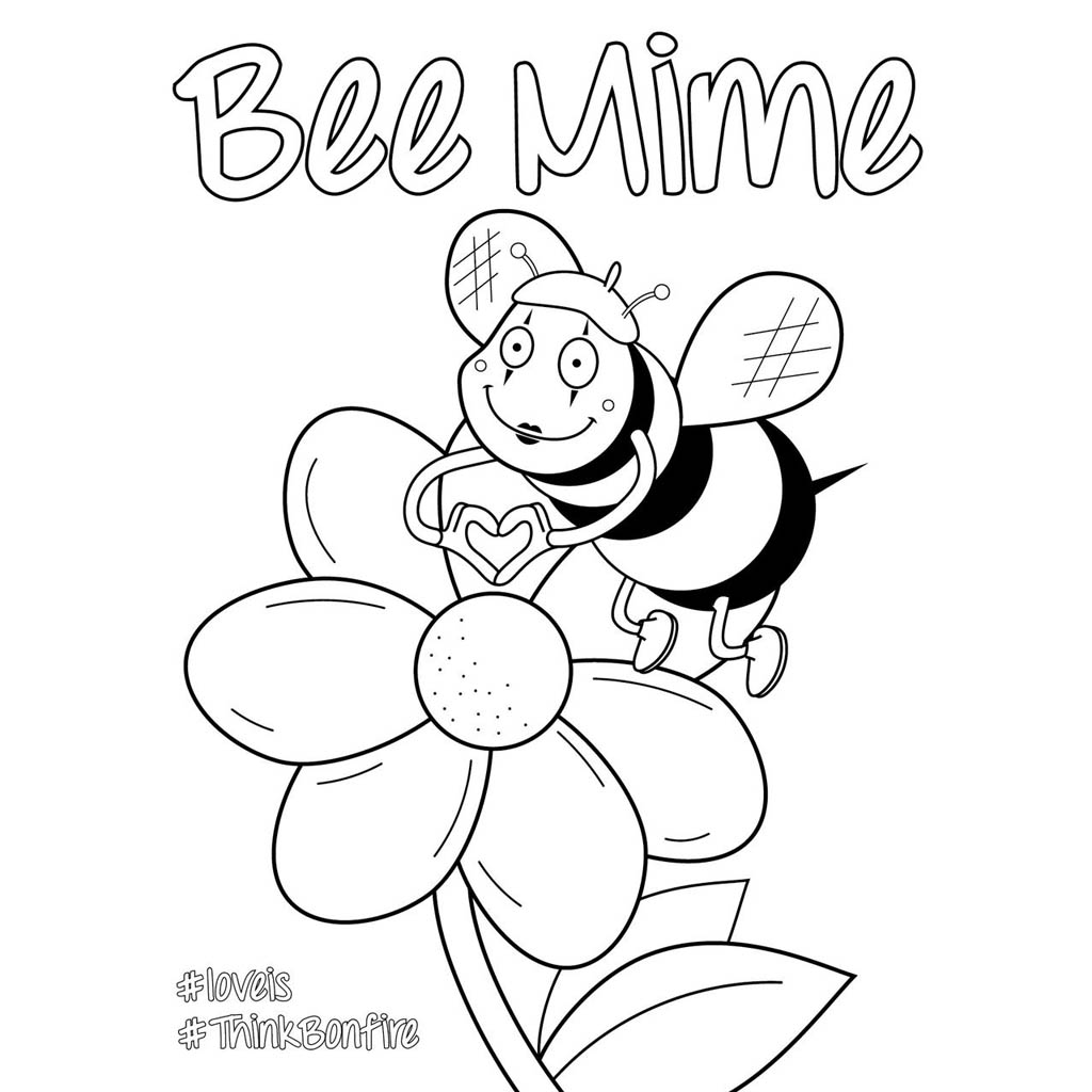 Free Valentines Day Coloring Pages Bee Mine printable