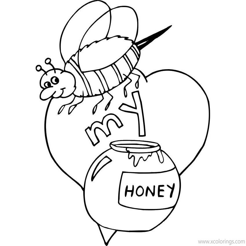 Free Valentines Day Coloring Pages Bee My Honey printable