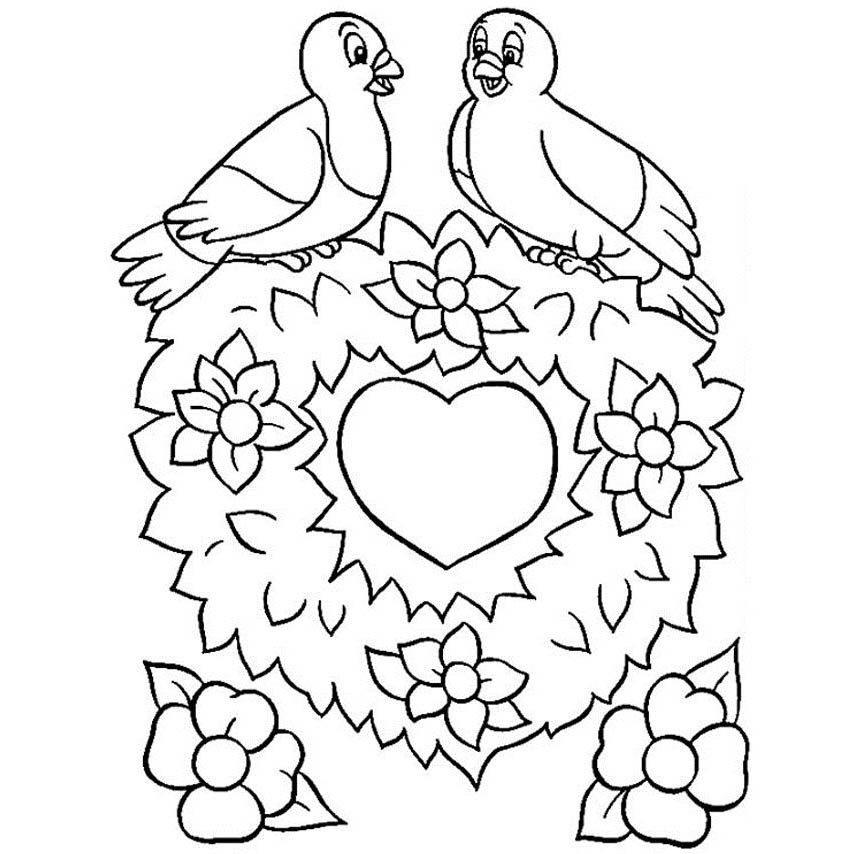Free Valentines Day Coloring Pages Birds printable