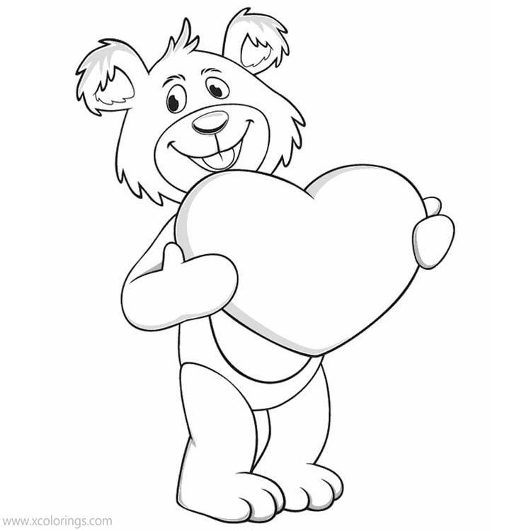 Free Valentines Day Coloring Pages Cute Bear printable