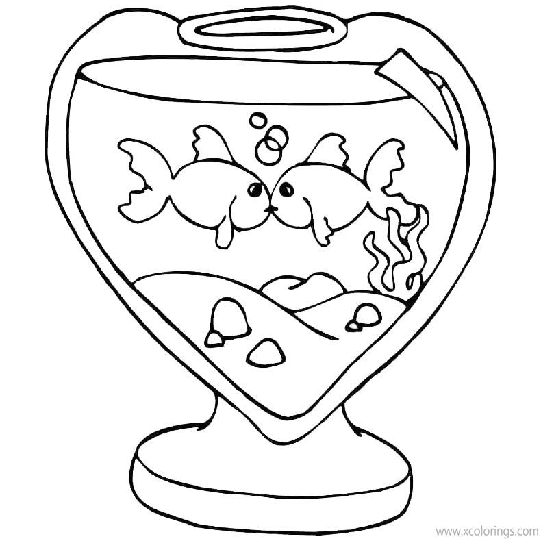 Free Valentines Day Coloring Pages Fish Kissing printable