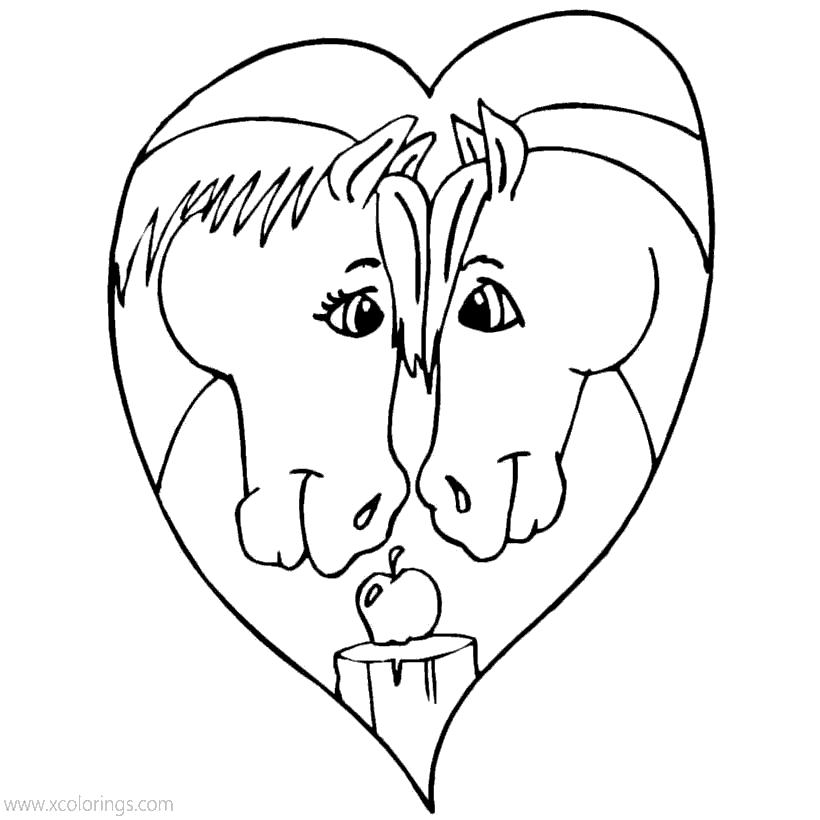 Free Valentines Day Coloring Pages Horses printable