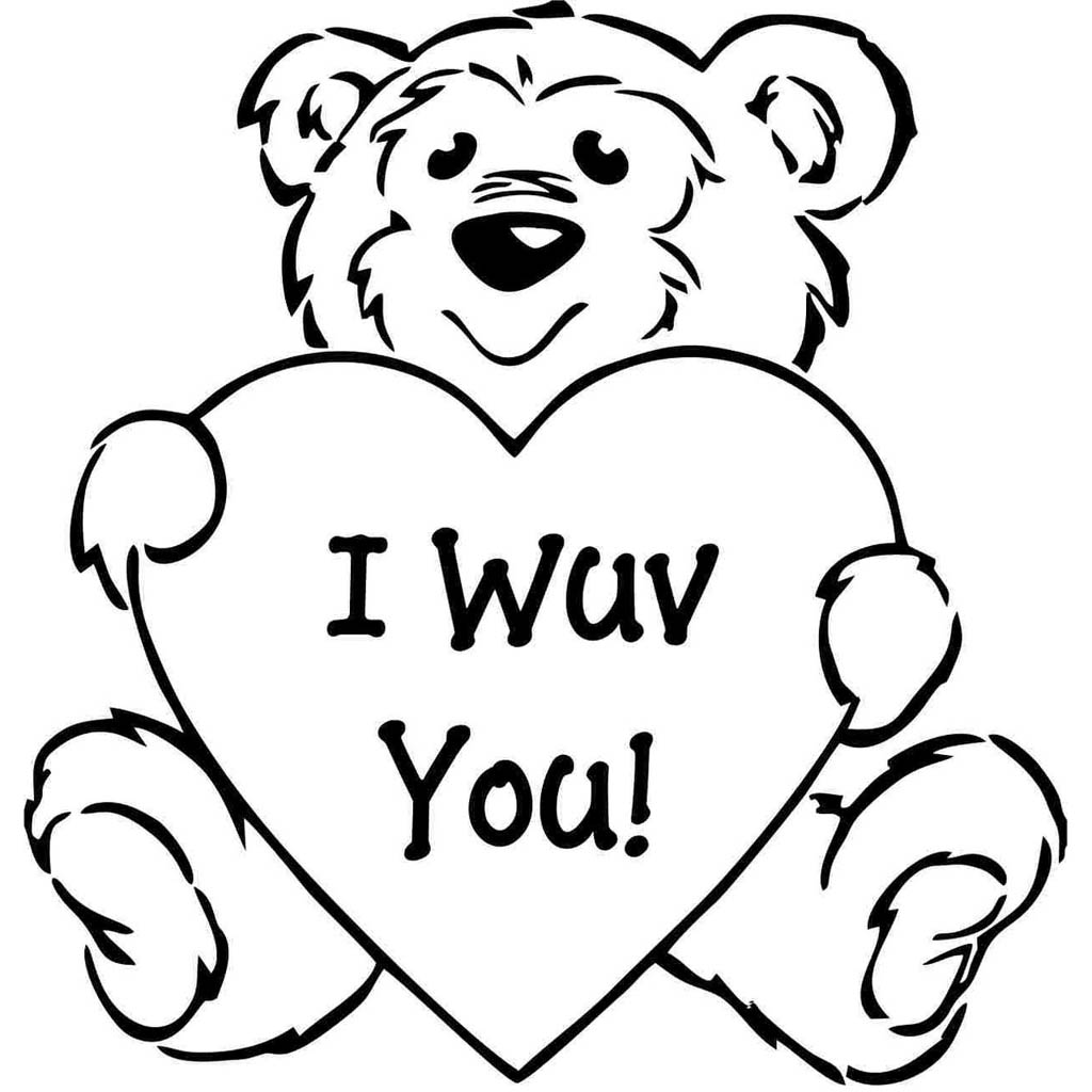 Free Valentines Day Coloring Pages I Wuv You printable