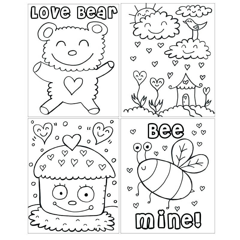 Free Valentines Day Coloring Pages Love Bear and Bee Mine printable