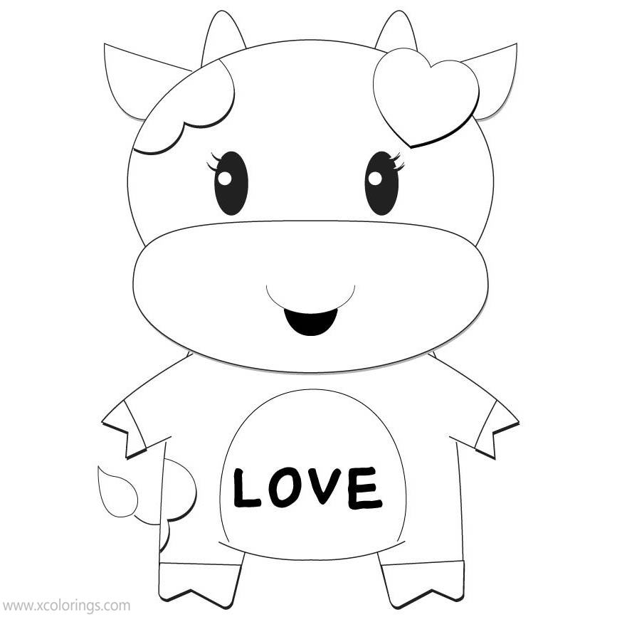 Free Valentines Day Cow Coloring Pages printable