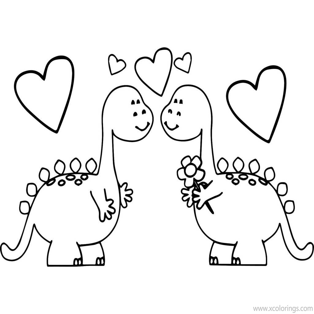 Free Valentines Day Dinosaurs Coloring Pages for Boys printable
