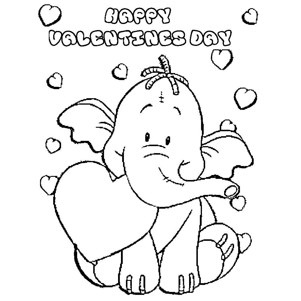 Free Valentines Day Elephant Coloring Pages printable