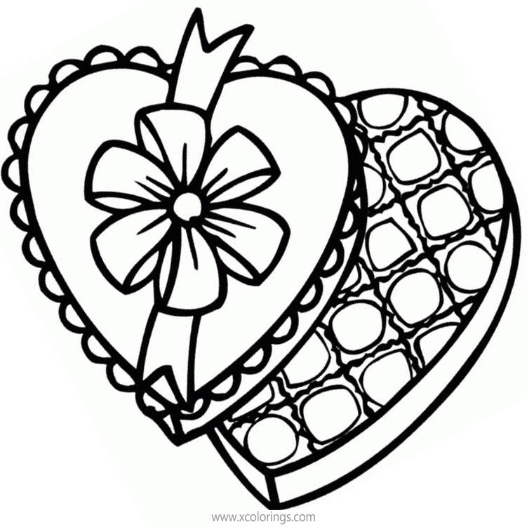 Free Valentines Day Heart Box Coloring Pages printable