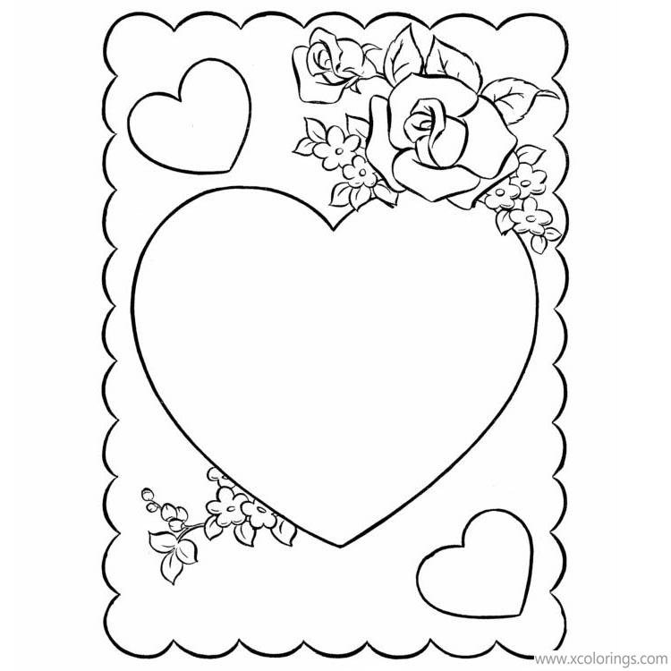Free Valentines Day Heart Card Coloring Pages printable