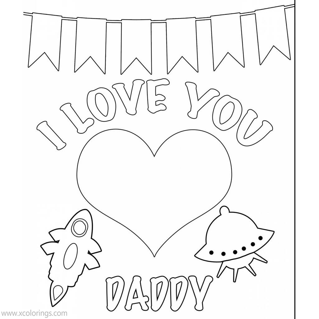 Free Valentines Day Heart Coloring Pages I Love Daddy printable