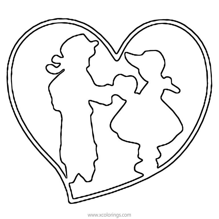 Free Valentines Day Heart Coloring Pages with Boy and Girl printable