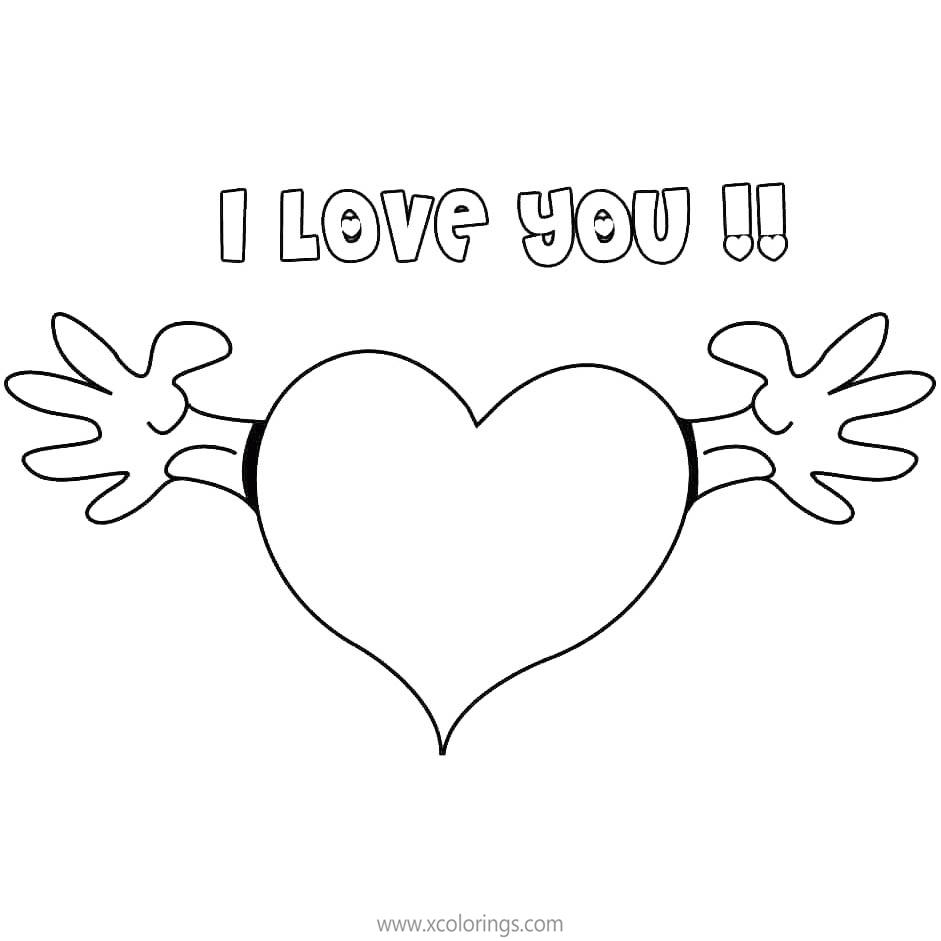 Free Valentines Day Heart Hug Coloring Pages printable