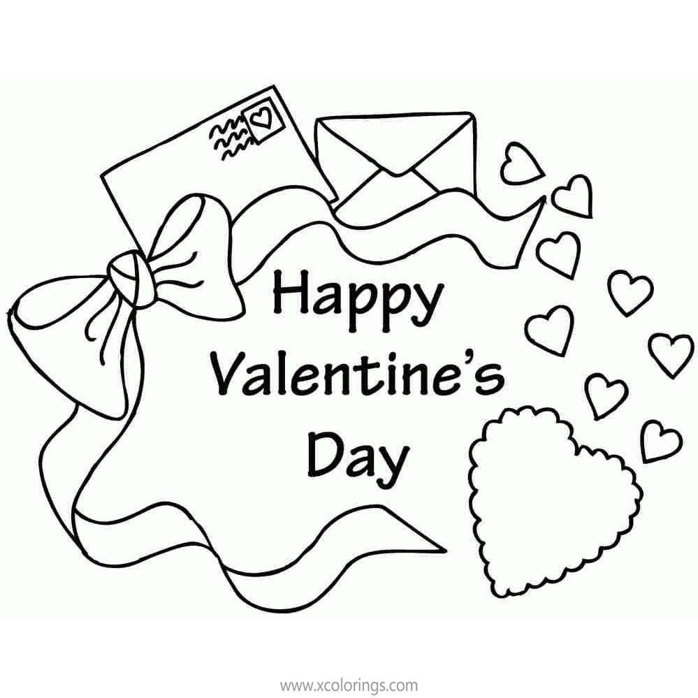 Free Valentines Day Heart Mail Coloring Pages printable