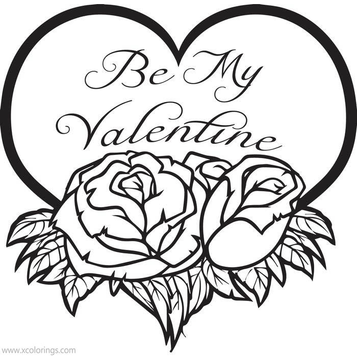 Free Valentines Day Heart with Be My Valentine Coloring Pages printable