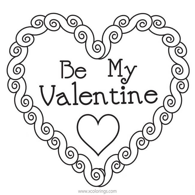 Free Valentines Day Heart with Frame Coloring Pages printable