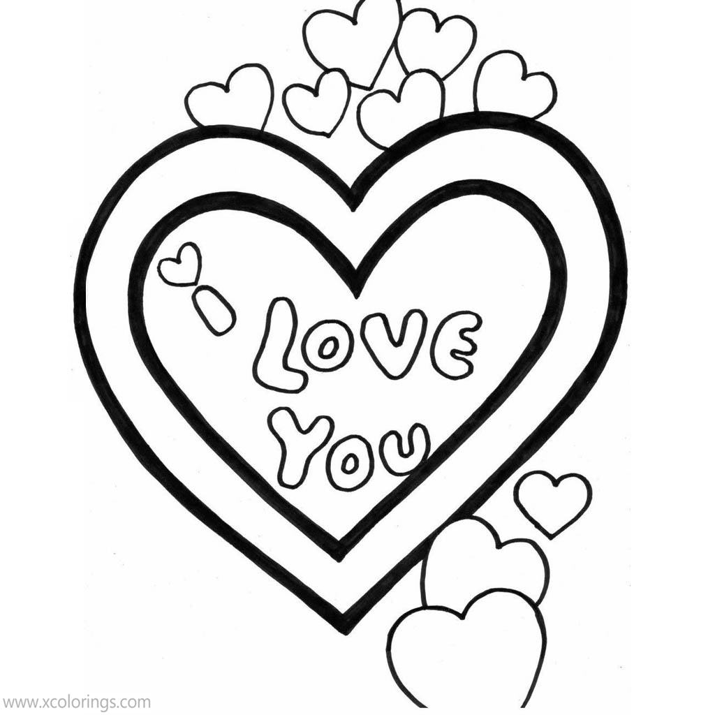 Free Valentines Day Heart with I Love You Coloring Pages printable