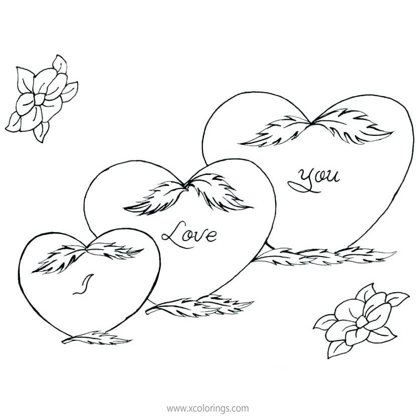 Free Valentines Day Heart with Wings Coloring Pages printable