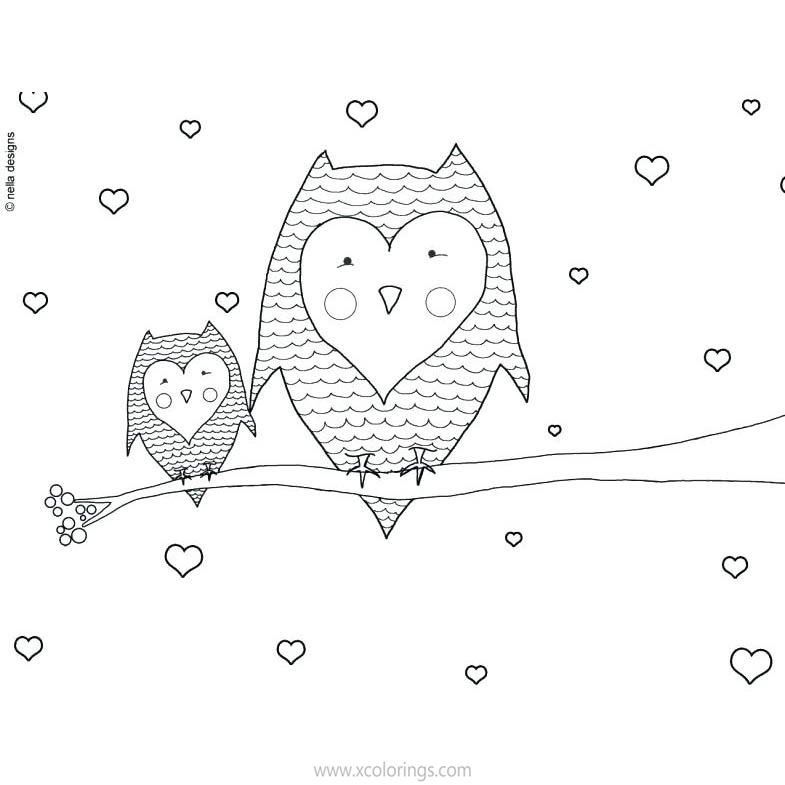 Free Valentines Day Owls Coloring Pages printable
