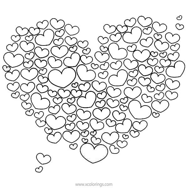 Valentines Day Heart Flower Design Coloring Pages - XColorings.com