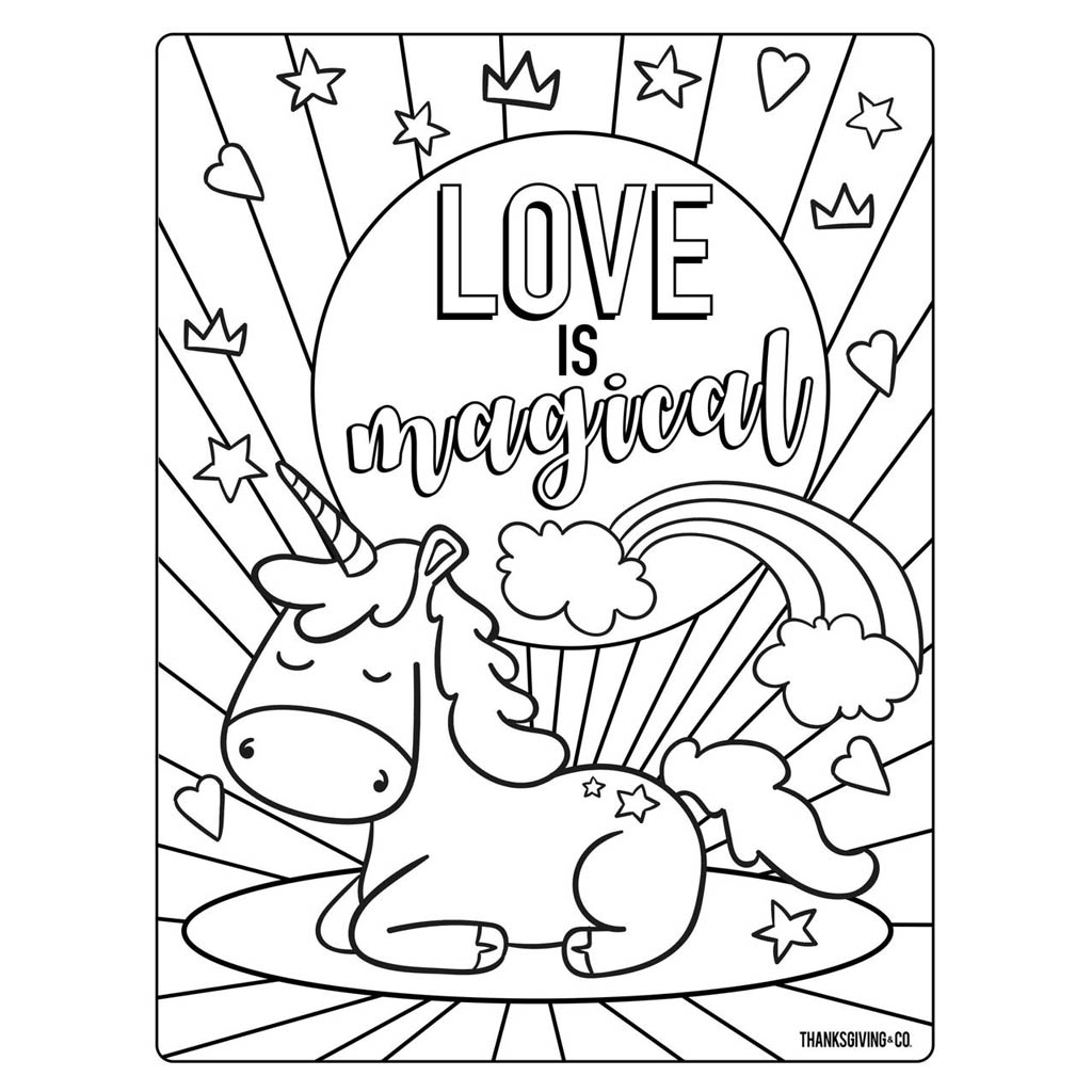 Free Valentines Day Unicorn Coloring Pages printable
