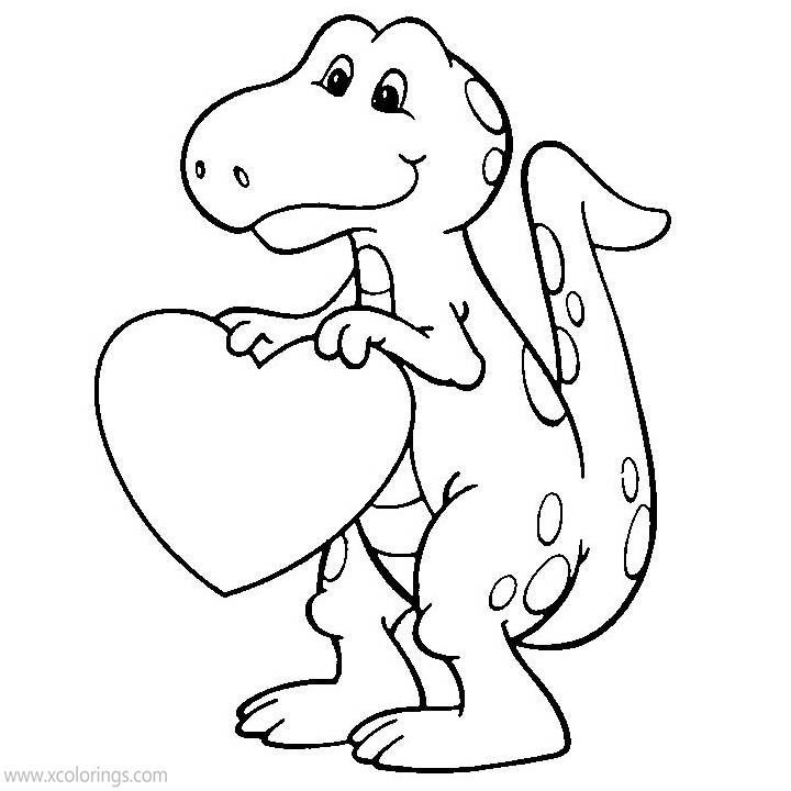 Dinosaur Valentine Coloring Page 2