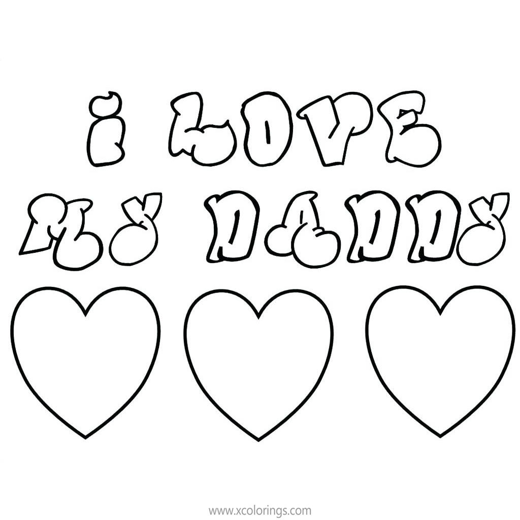 Free Valentines Heart Coloring Pages for Daddy printable