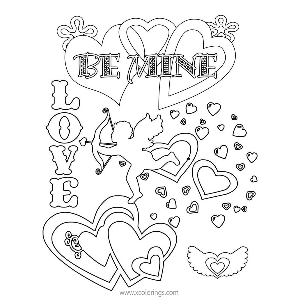 Free Valentines Heart and Angel Coloring Pages printable
